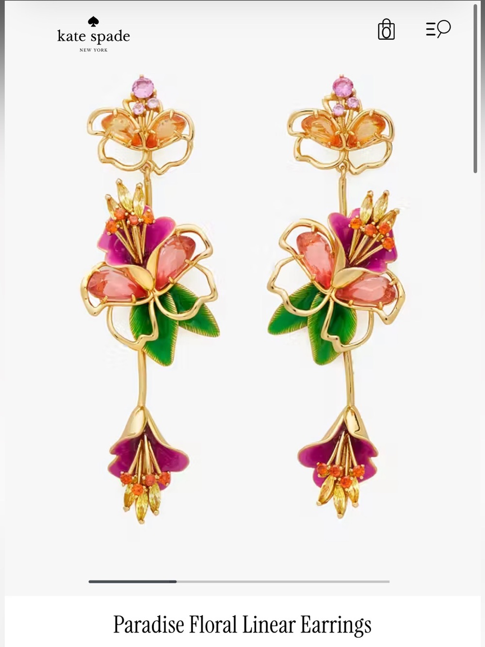 Kate spade Paradise Floral Linear Earrings - Picture 5 of 5